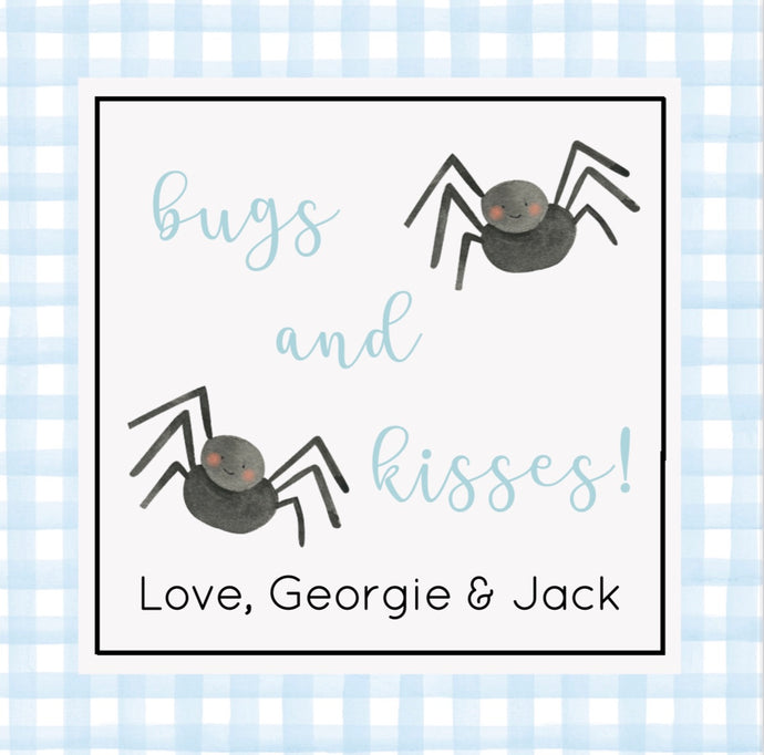 Bugs and Kisses - Blue Gingham