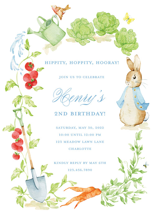 Peter Rabbit Birthday Invitation