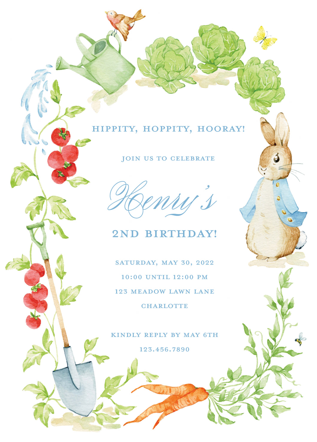 Peter Rabbit Birthday Invitation