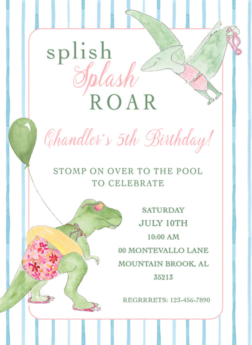 Dinosaur Pool Party Invitations