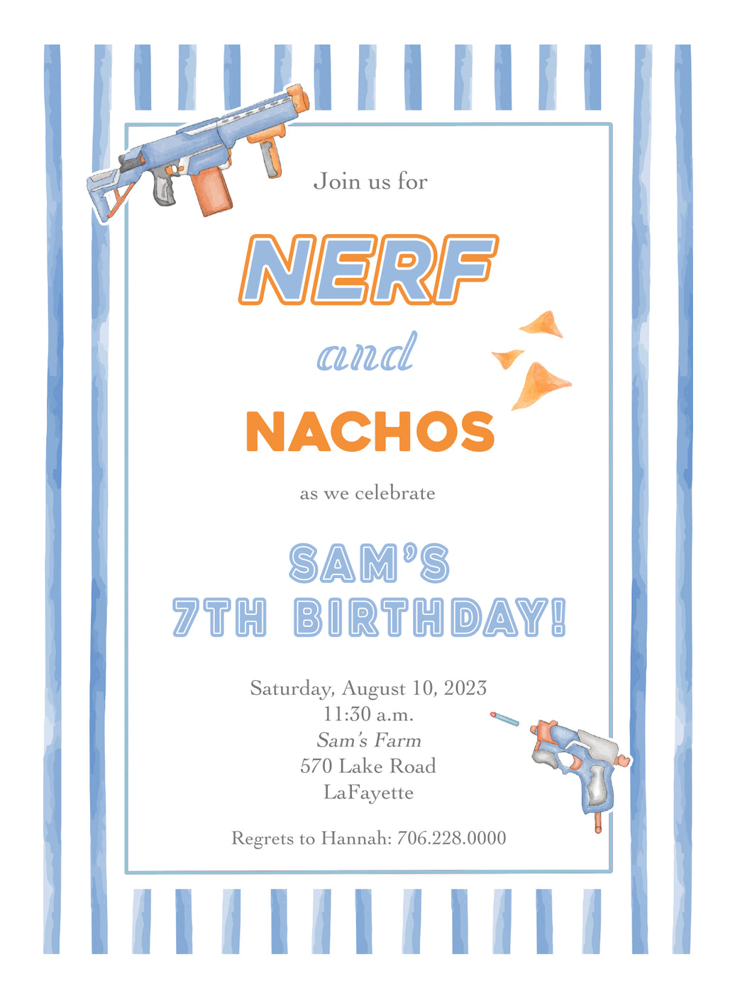 Nerf and Nachos Birthday Invitations